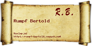 Rumpf Bertold névjegykártya